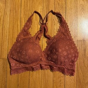 Victoria’s Secret Padded Racerback Bralette Burnt Orange Floral Lace